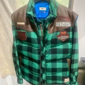 SABIT Vintage Wool/Leather Down Vest Sz 3X